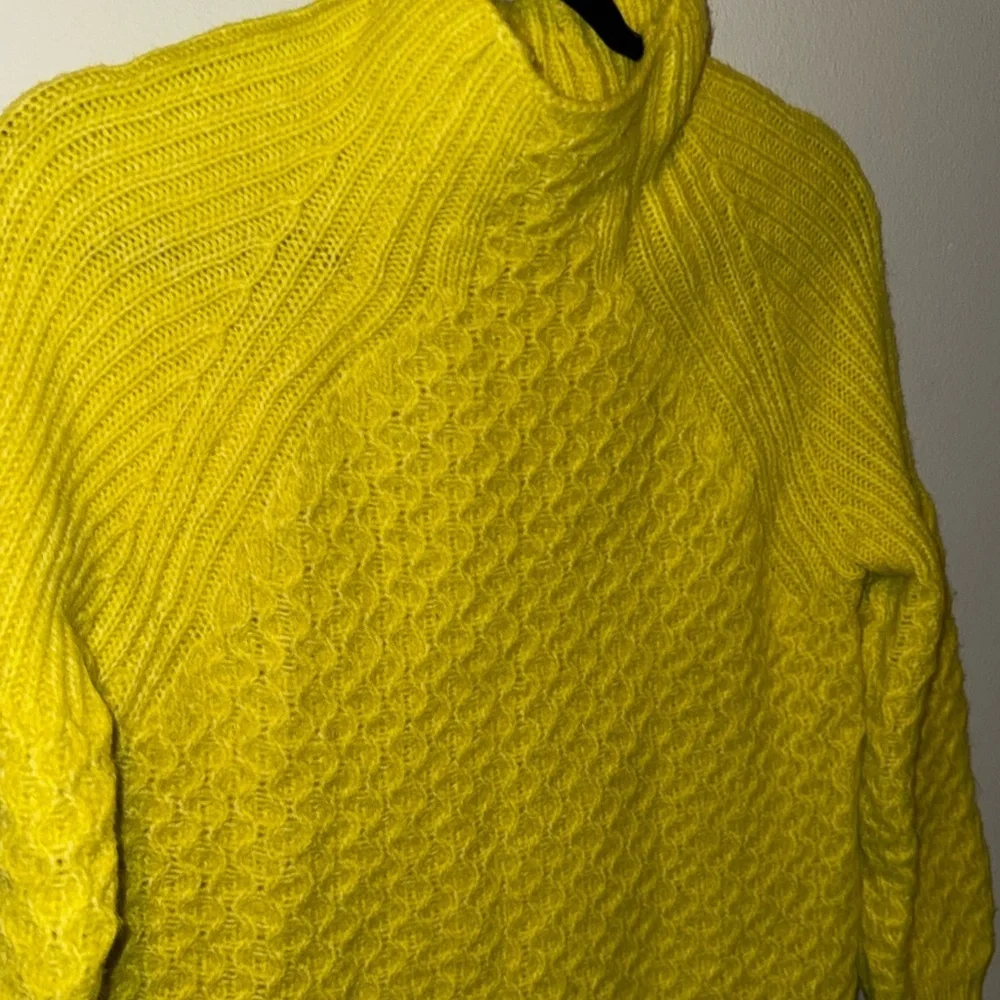 Anthropologie Bia Sweater Women's Medium Yellow Alpaca Wool Blend Cable Knit XS - Picture 7 of 12